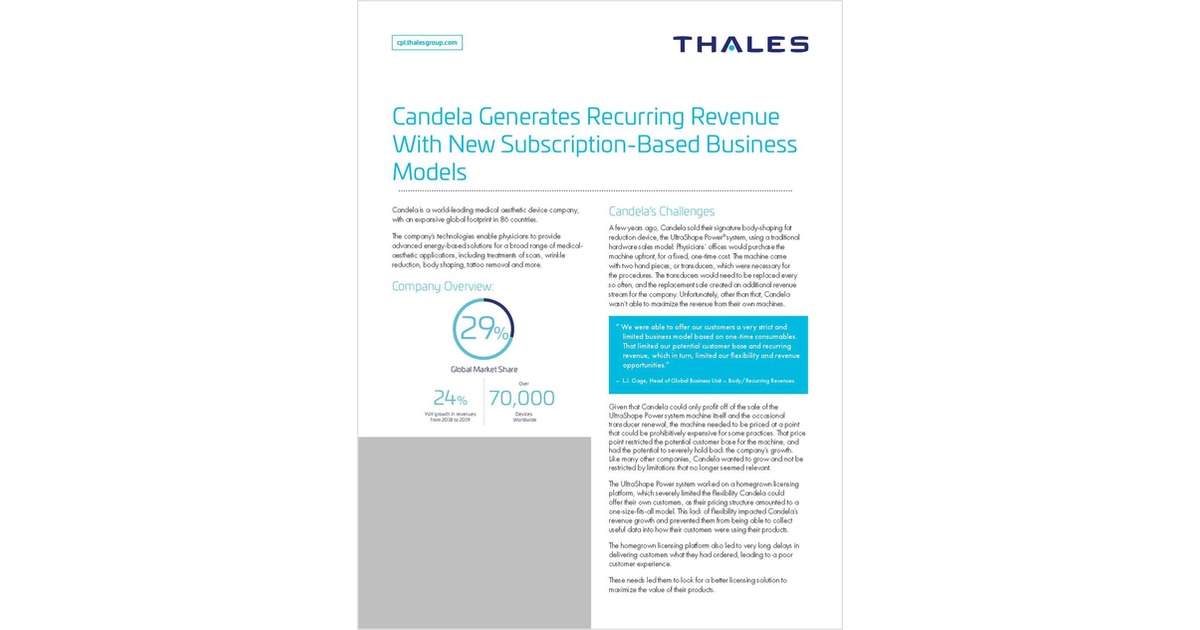 Candela Generates Recurring Revenue With New Subscription-Based Business Models