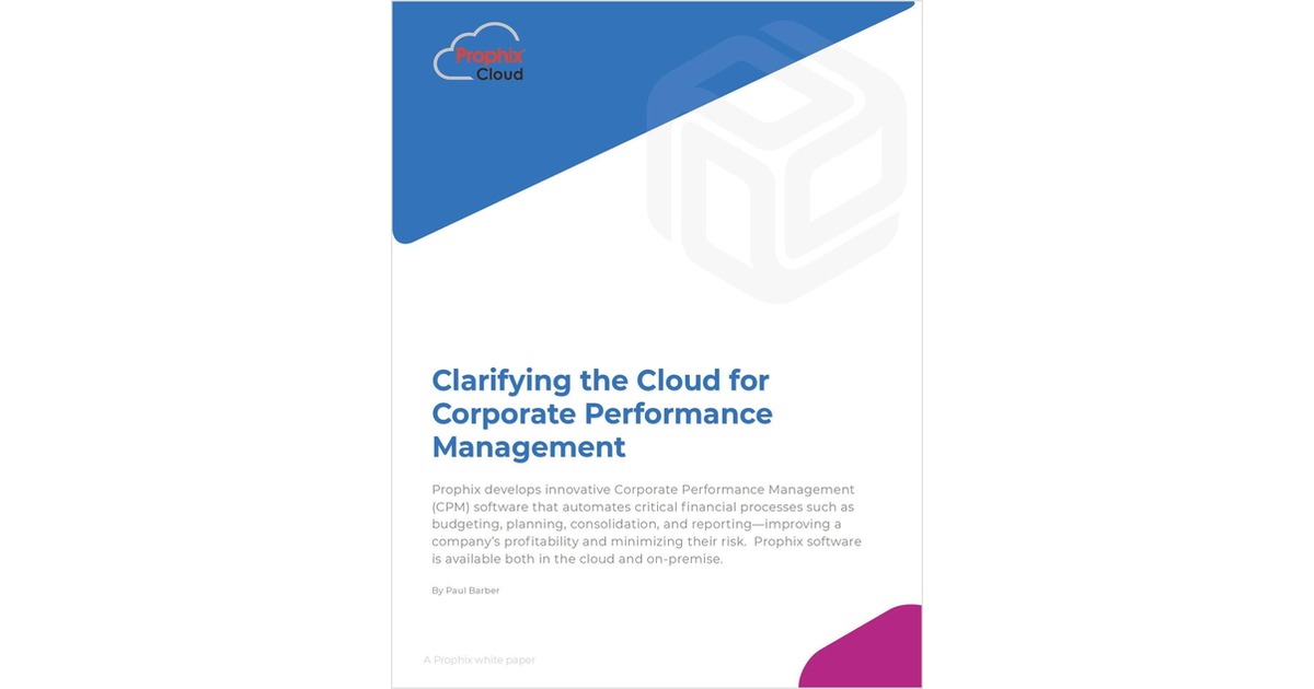 Clarifying the Cloud for Corporate Performance Management